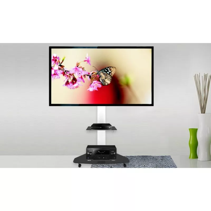 Techly suporte de chão com carrinho TV LCD/LED/Plasma 37-70 polegadas branco