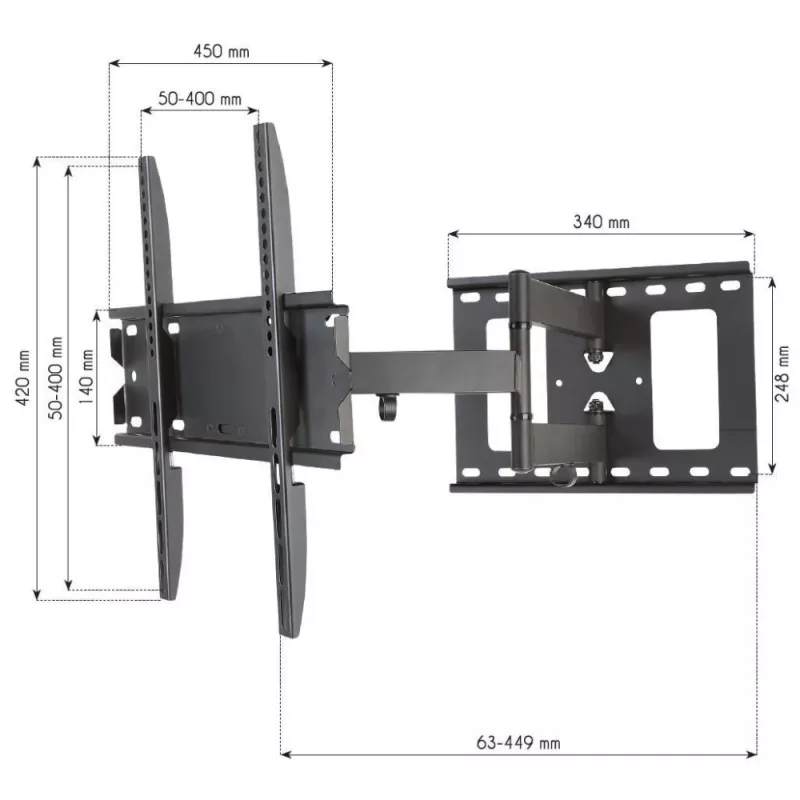 Suporte de parede para TV Techly ICA-PLB 148M 139,7 cm (55 polegadas) preto