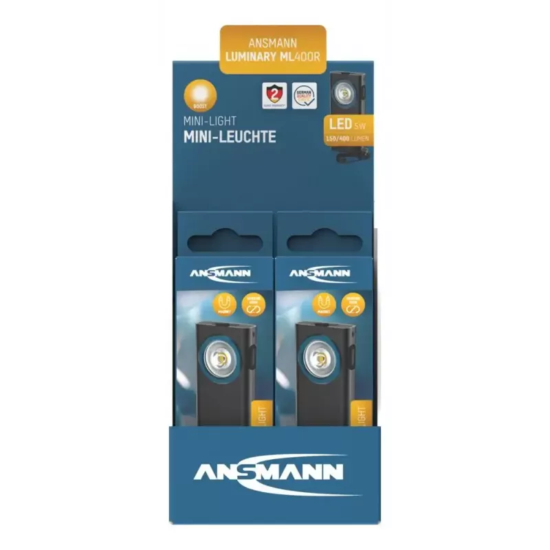 Lanterna de chaveiro Ansmann ML400R preta LED 5W recarregável por USB