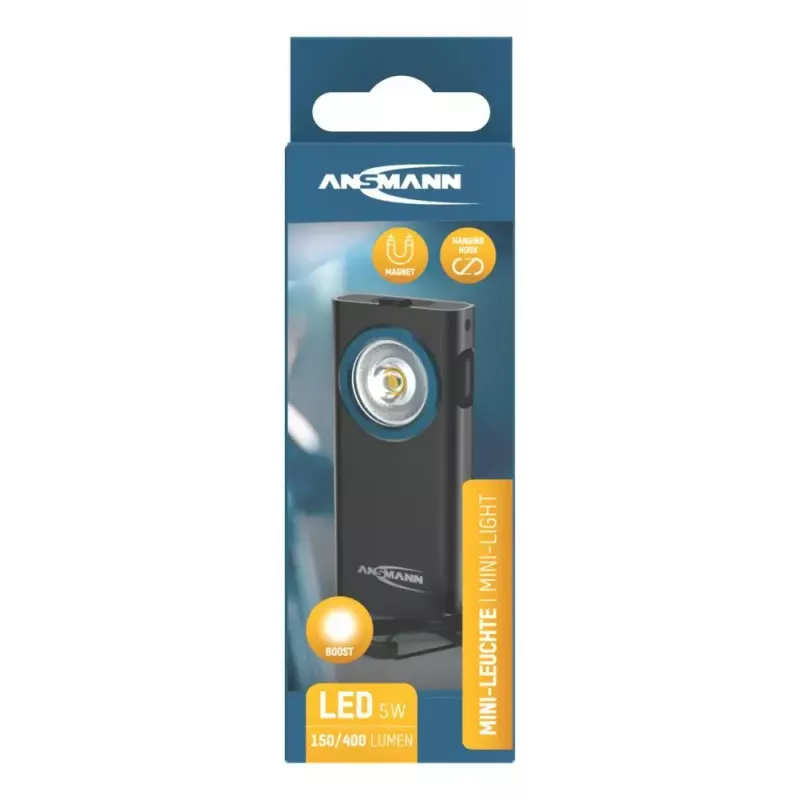 Lanterna de chaveiro Ansmann ML400R preta LED 5W recarregável por USB