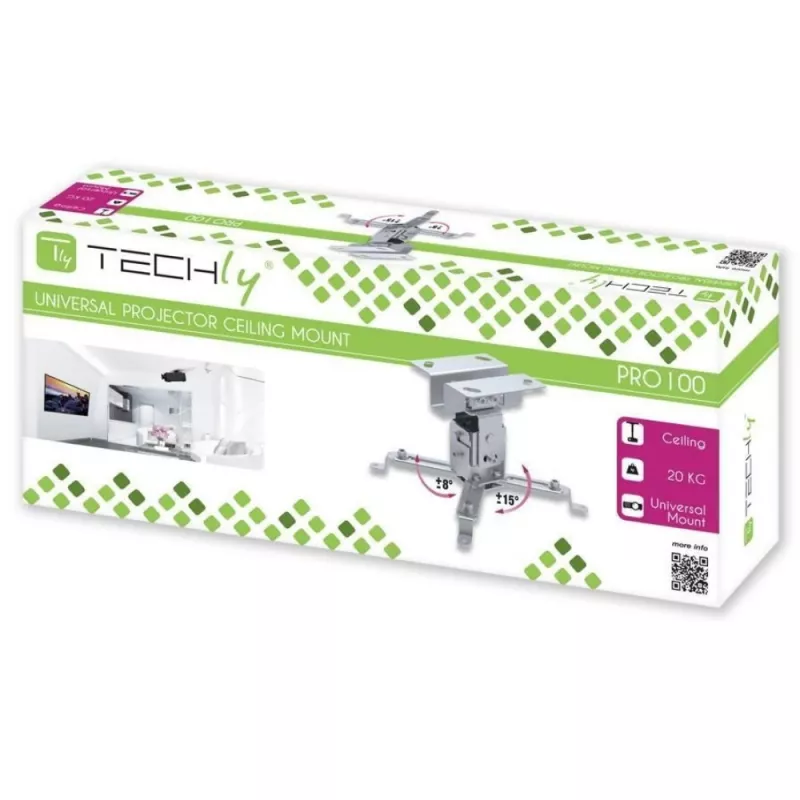 Techly extensão para suporte de teto de projetor 130 mm prateado ICA-PM 2S