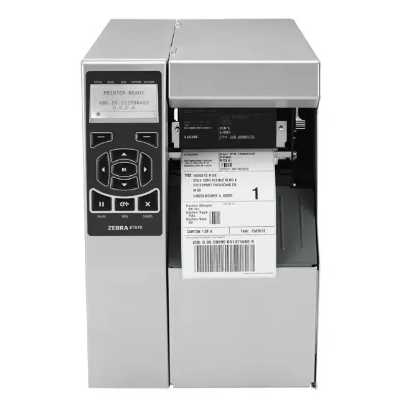 Impressora de etiquetas Zebra ZT510 impressão térmica direta/transferência térmica 300×300 DPI, 305 mm/s, largura de impressão 104 mm, Ethernet, Bluetooth, LCD, cinzento