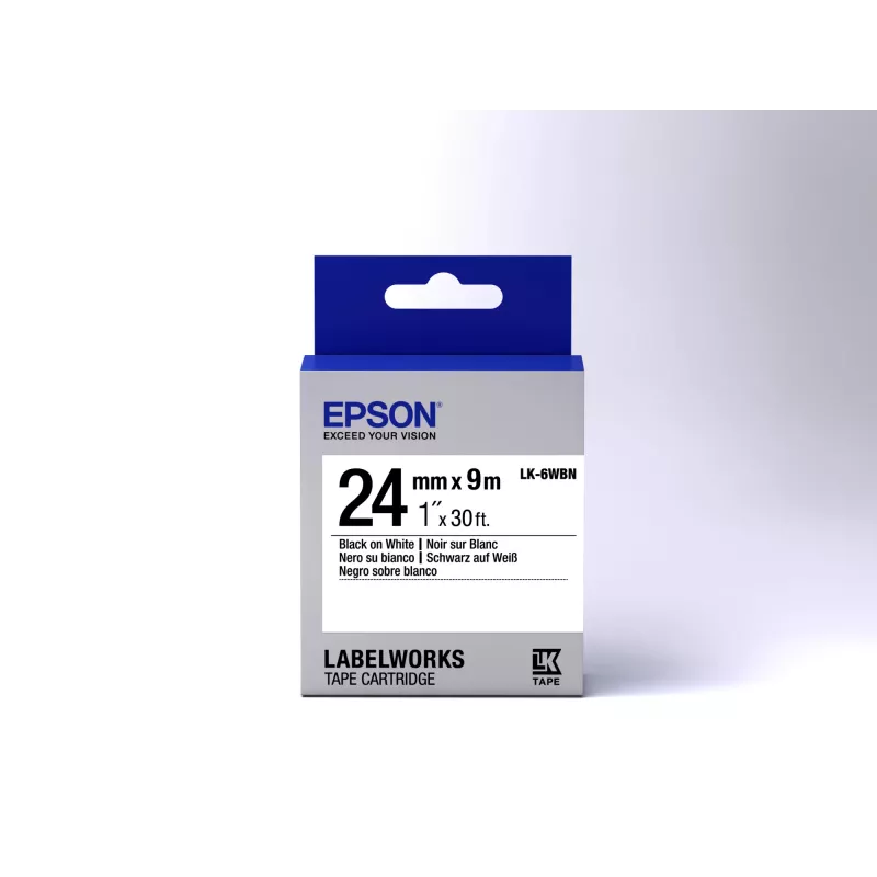 Cartucho de etiquetas Epson Standard LK-6WBN preto/branco 24mm (9m)