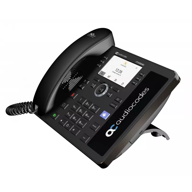 Telefone IP AudioCodes Teams C435HD-R PoE GbE preto, telefone IP, preto, auscultador com fios, Android, SIP info, teclas