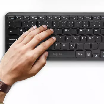 Teclado LogiLink ID0188 Home RF sem fios QWERTZ preto