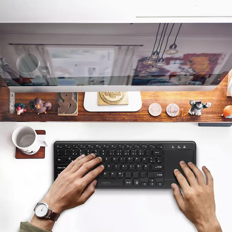 Teclado LogiLink ID0188 Home RF sem fios QWERTZ preto