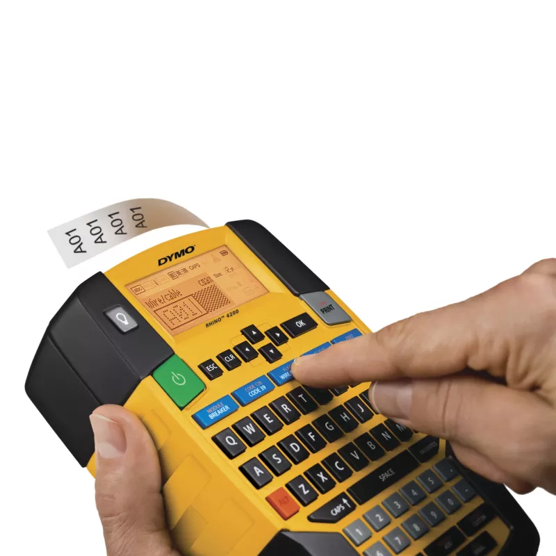 DYMO RHINO 4200 etiquetadora industrial | teclado QWERTY e teclas de atalho que poupam tempo | impressora de etiquetas robusta para estaleiros e tarefas de etiquetagem exigentes
