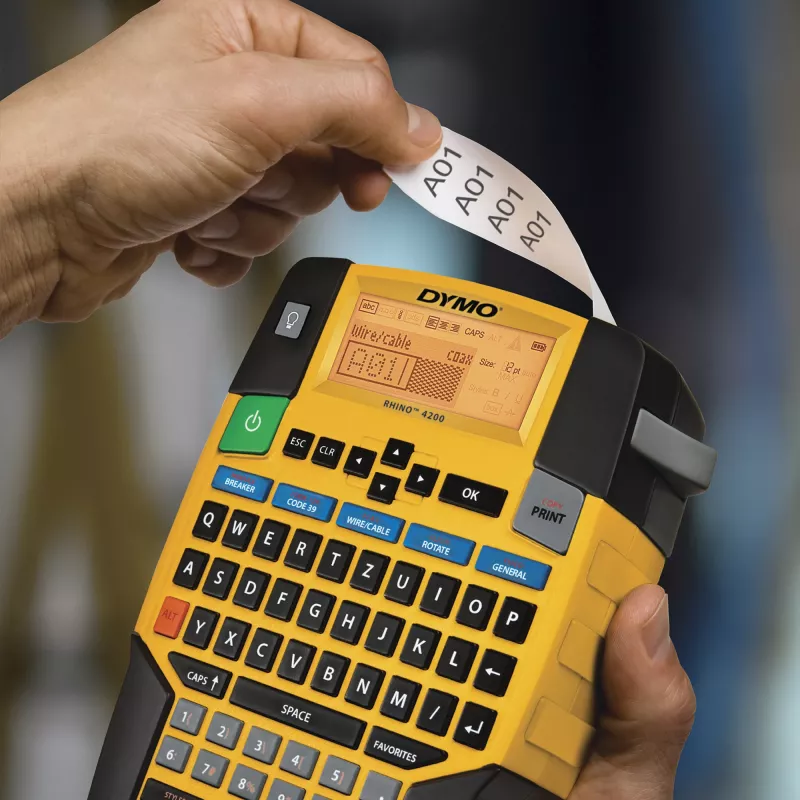DYMO RHINO 4200 etiquetadora industrial | teclado QWERTY e teclas de atalho que poupam tempo | impressora de etiquetas robusta para estaleiros e tarefas de etiquetagem exigentes