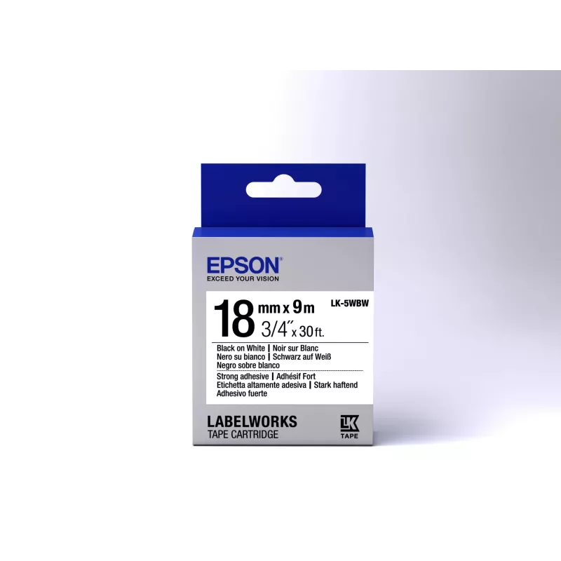 Epson Cartucho de etiquetas alta aderência LK-5WBW preto/branco 18 mm (9 m)