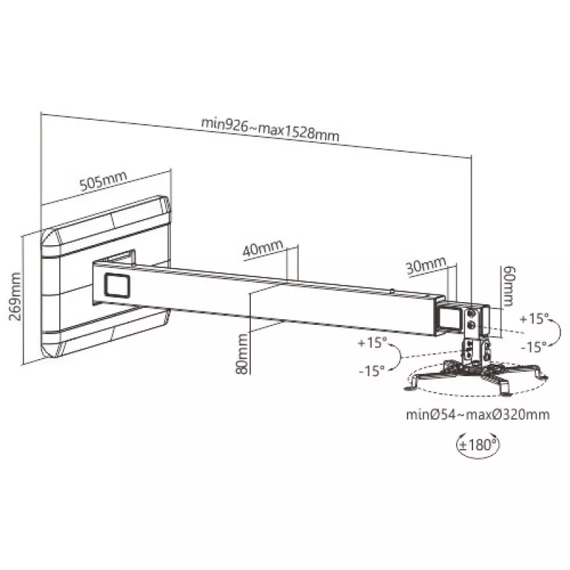 Techly ICA-PM 21 Suporte de projetor parede preto
