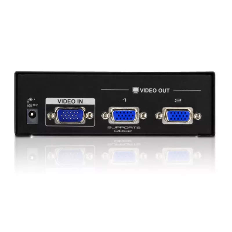 ATEN VanCryst VS132A distribuidor de vídeo VGA de 2 portas, 450 MHz, preto