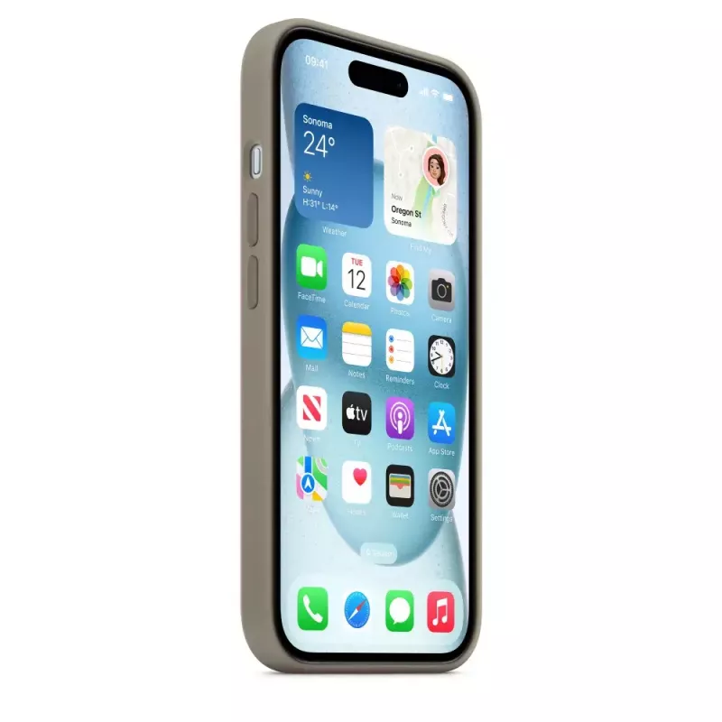 Capa de silicone Apple iPhone 15 MagSafe Clay castanho
