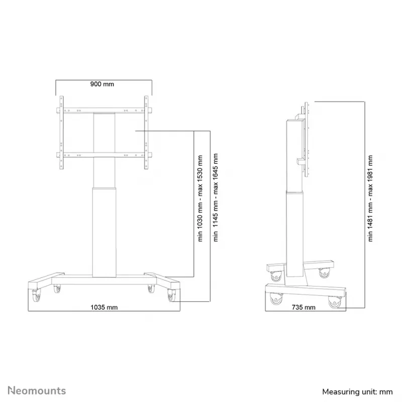 Neomounts PLASMA-M2250 preto carrinho de TV 42-100 polegadas - motorizado