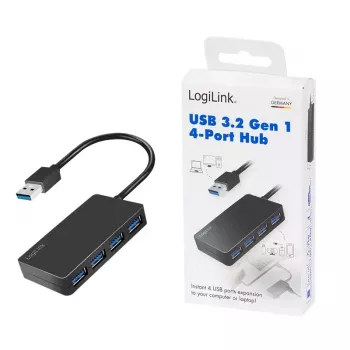 LogiLink hub USB 3.2 Gen1 de 4 portas preto 5000 Mbit/s ABS