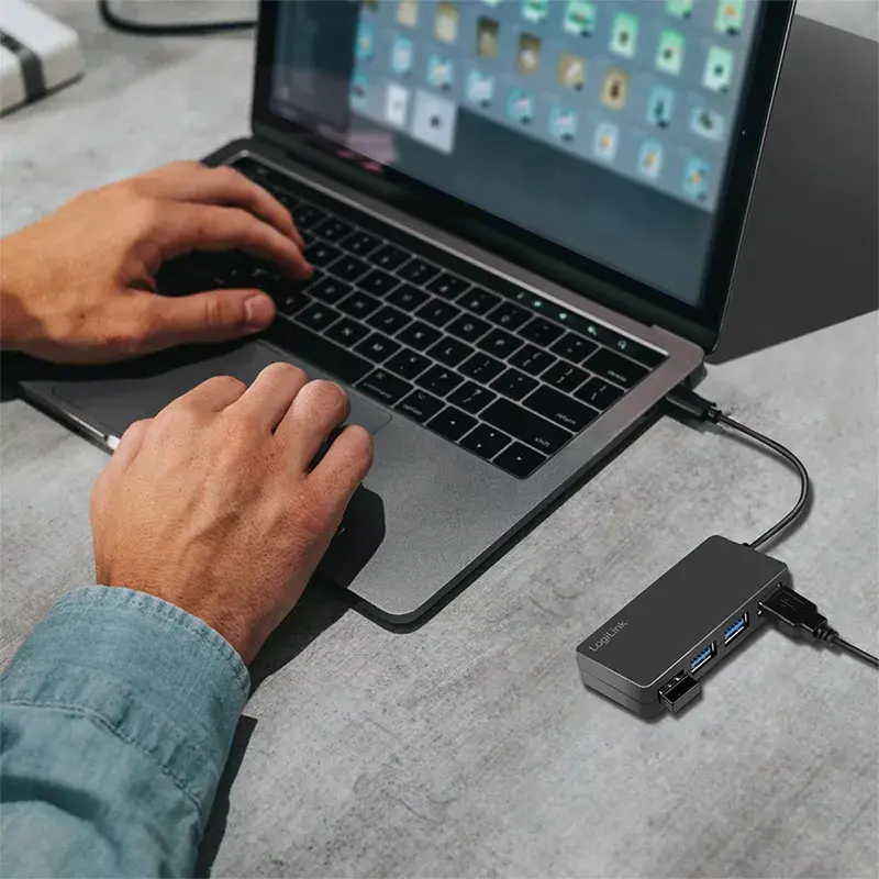 LogiLink hub USB 3.2 Gen1 de 4 portas preto 5000 Mbit/s ABS