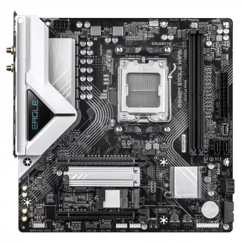 Placa-mãe GIGABYTE B840M EAGLE WIFI6 - CPUs AMD Ryzen 9000, VRM 5+2+2 fases, até 7600 MHz DDR5 (O.C.), 1x PCIe 4.0 + 1x PCIe 3.0 M.2, Wi-Fi 6, LAN 2,5 GbE, USB 3.2 Gen 1