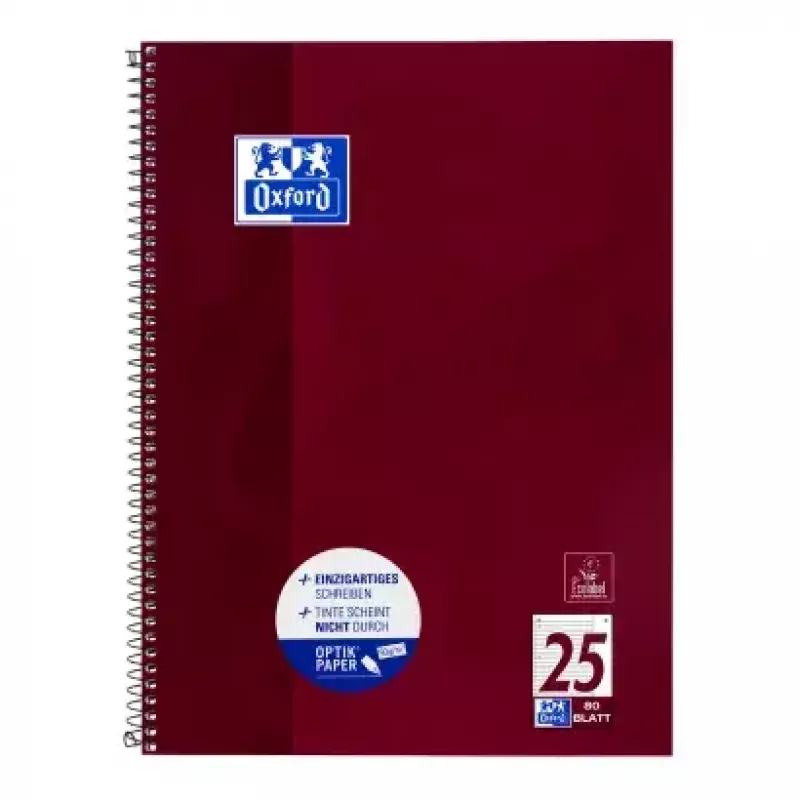 Caderno Oxford 100050355 A4 80 folhas bordô
