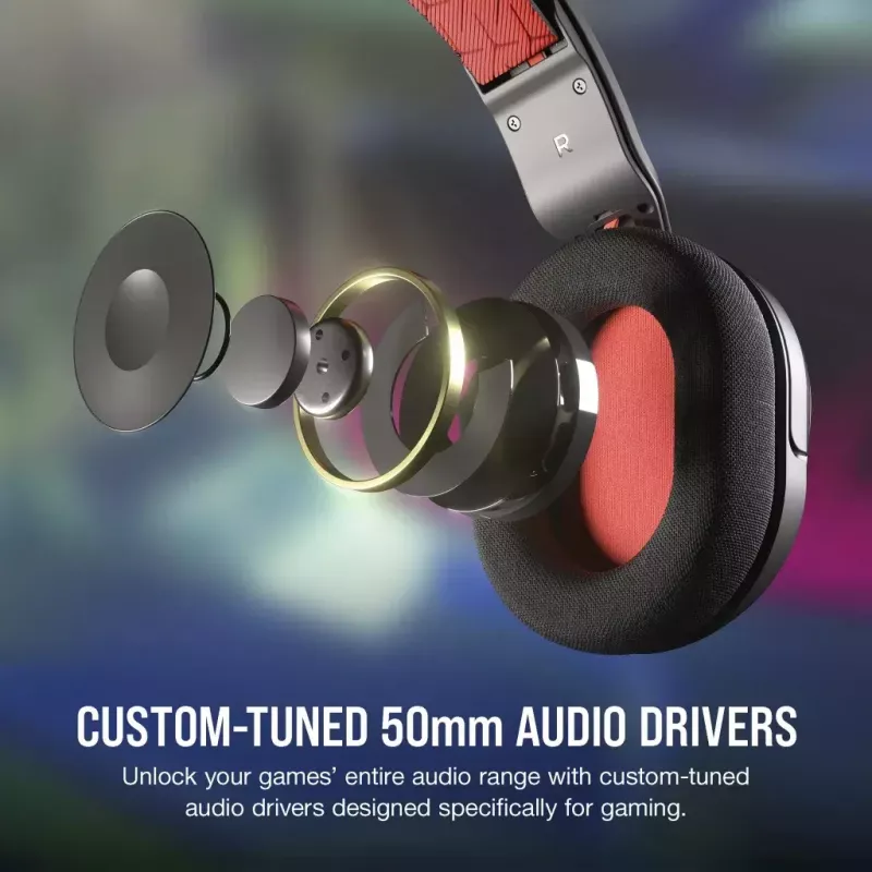 Auricular gaming com fios Corsair HS35 v2, vermelho
