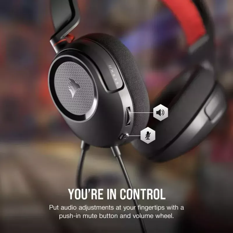 Auricular gaming com fios Corsair HS35 v2, vermelho