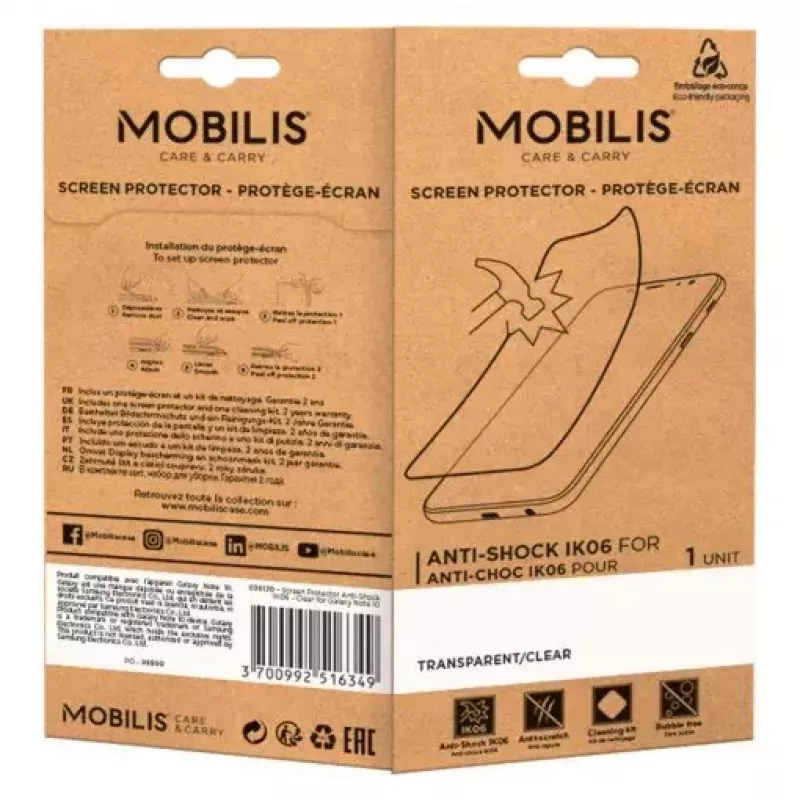 Mobilis 036255 película de proteção antichoque IK06 para Honeywell EDA52 / EDA56 / EDA57, transparente