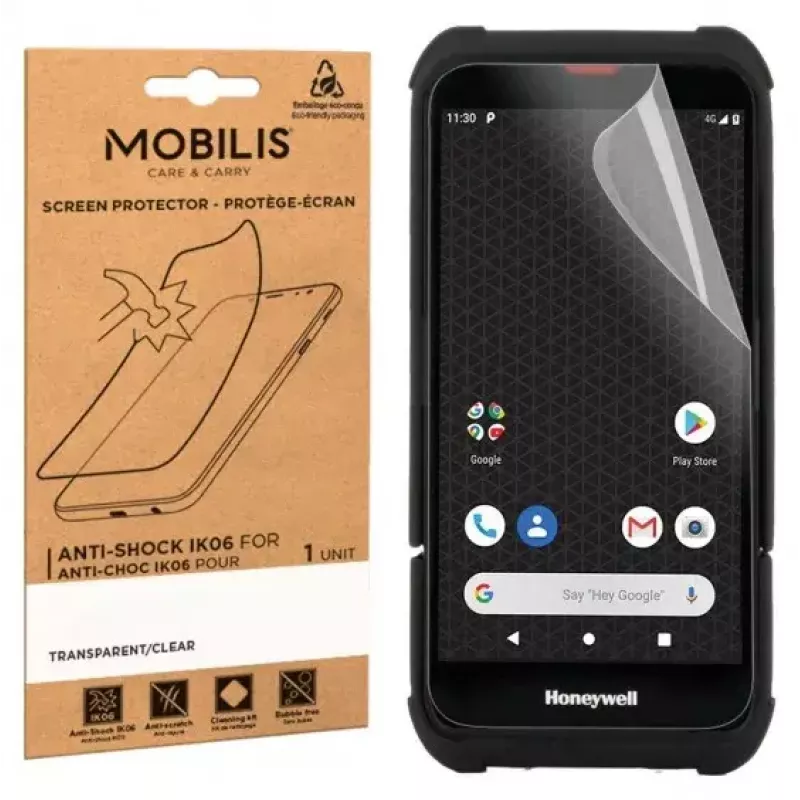 Mobilis 036255 película de proteção antichoque IK06 para Honeywell EDA52 / EDA56 / EDA57, transparente