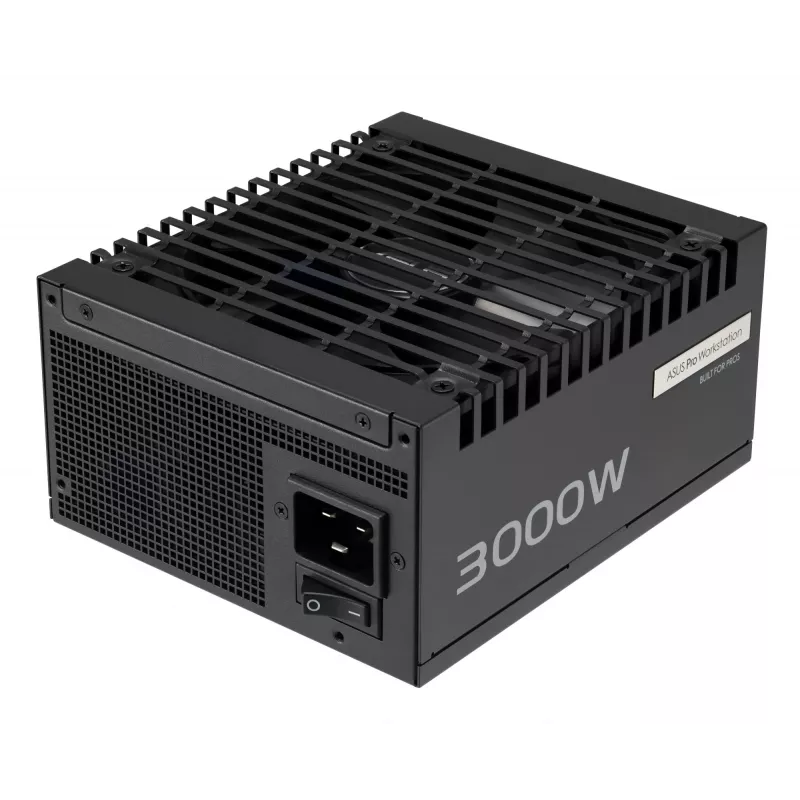 Fonte de alimentação ASUS Pro WS 3000 W ATX 3.1 80 PLUS Platinum totalmente modular, 20+4 pinos, 4×16 pinos PCIe, 12×SATA, preto
