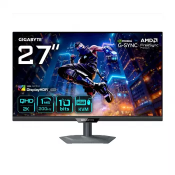 Monitor gaming GIGABYTE M27Q2 QD 27 polegadas QHD - 2560 x 1440, 200Hz, 1ms, 350 cd/m², FreeSync Premium, DisplayHDR400, HDMI 2.0, Displayport 1.4