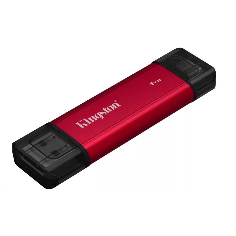 SSD externo Kingston 1 TB Dual USB-A/USB-C Portable SSD — USB 3.2 Gen 2, leitura 1050 MB/s, escrita 950 MB/s, preto/vermelho
