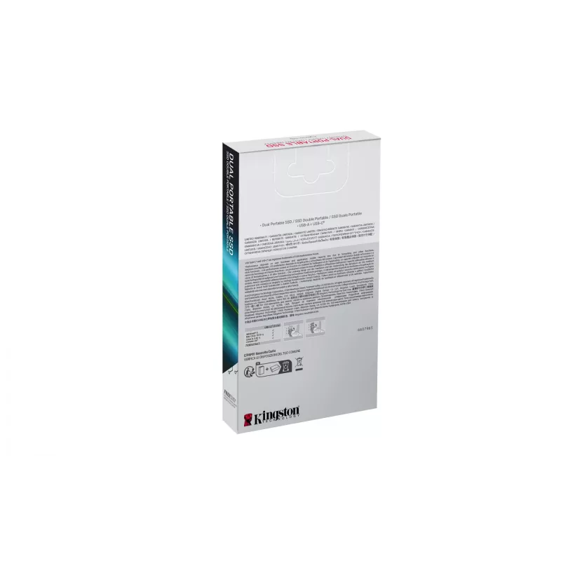 SSD externo Kingston 1 TB Dual USB-A/USB-C Portable SSD — USB 3.2 Gen 2, leitura 1050 MB/s, escrita 950 MB/s, preto/vermelho