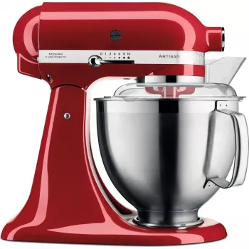 Robot de cozinha KITCHENAID Artisan 5KSM185PS, taça de aço inoxidável 4,8 L, 300 W, 10 velocidades, vermelho