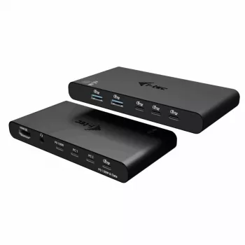 Estação de acoplamento KVM i-tec para 2 hosts HDMI, interface host USB-C, PD 2×100W, 4K@60Hz, 2×USB-A