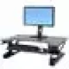 Suporte conversor de secretária ERGOTRON WorkFit-T preto — estrutura em aço inoxidável, altura 380 mm, carga máxima 15,9 kg