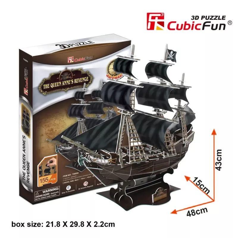 Puzzle 3D navio pirata 'Queen Anne's Revenge' modelo T4005H, kit de montagem em cartão CubicFun