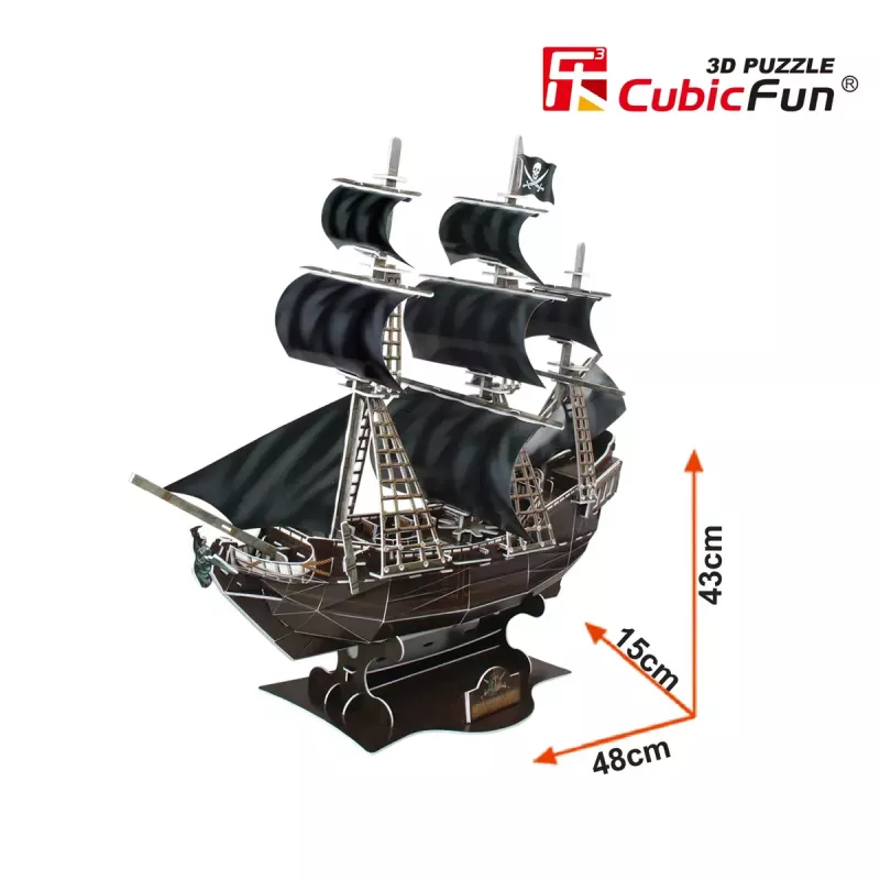Puzzle 3D navio pirata 'Queen Anne's Revenge' modelo T4005H, kit de montagem em cartão CubicFun