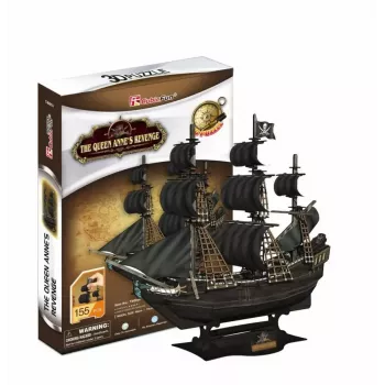 Puzzle 3D navio pirata 'Queen Anne's Revenge' modelo T4005H, kit de montagem em cartão CubicFun