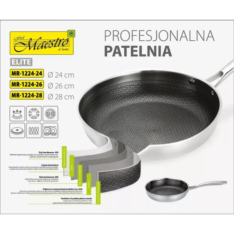 Maestro MR-1224-28 frigideira profissional, 28 cm
