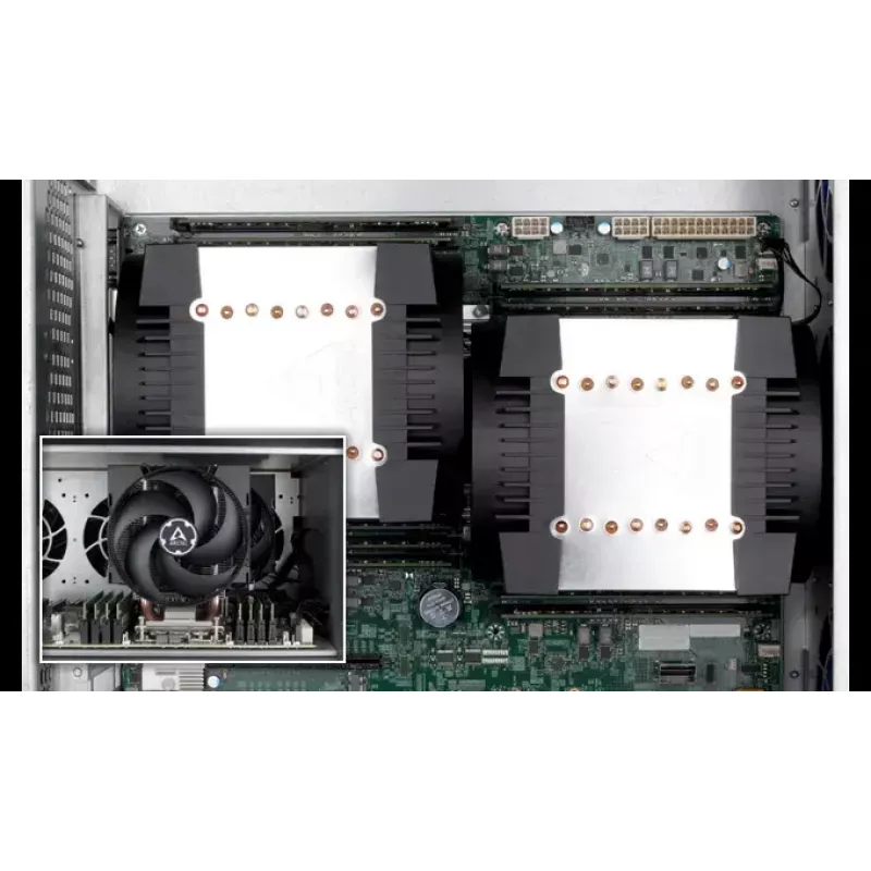 Arrefecedor de CPU para servidor 4U Arctic Freezer 4U‑M Rev. 2 — ventoinha de 120 mm, fluxo de ar 122,16 m³/h, rolamento de esferas duplo, 156×124×145 mm, TDP 350 W
