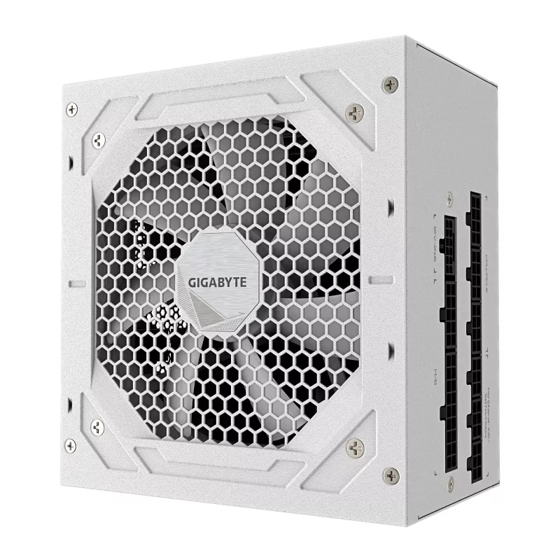Fonte de alimentação GIGABYTE UD850GM PG5 V2 ICE – 850 W, PCIe Gen 5.1, 80 PLUS Gold, totalmente modular, ventoinha de 120 mm, ATX 3.1, ficha UK, branco