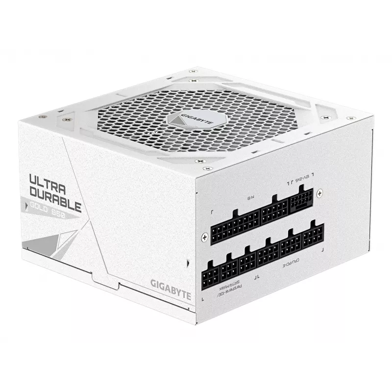 Fonte de alimentação GIGABYTE UD850GM PG5 V2 ICE – 850 W, PCIe Gen 5.1, 80 PLUS Gold, totalmente modular, ventoinha de 120 mm, ATX 3.1, ficha UK, branco