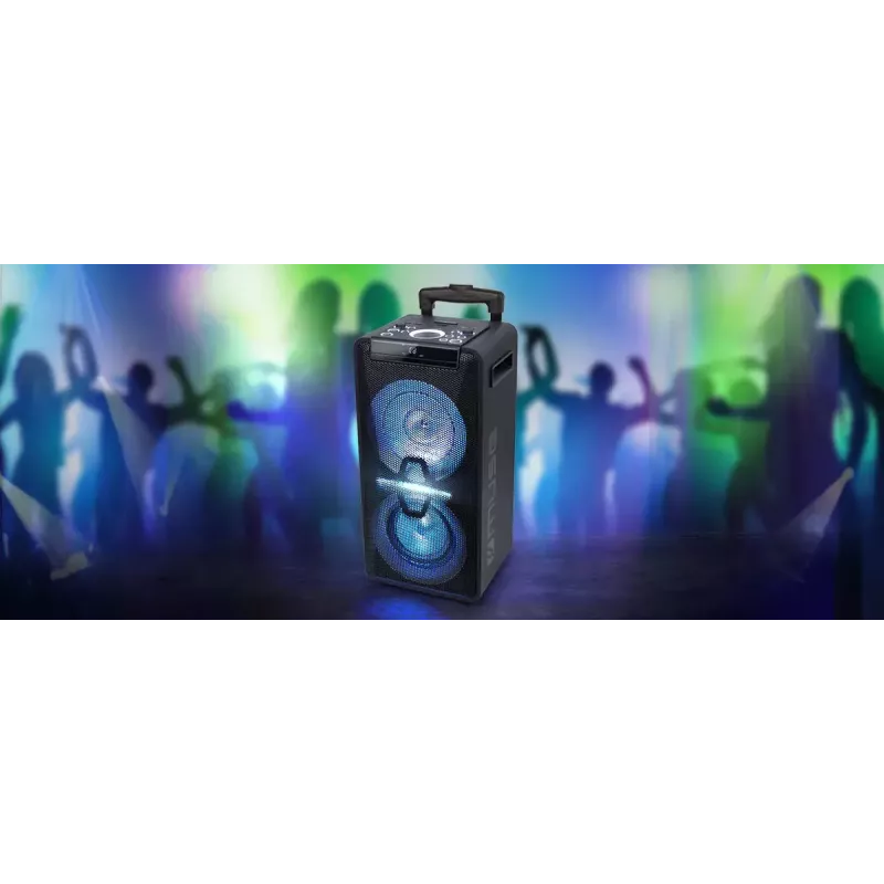 Muse M-1920DJ coluna portátil party box, 300 W, Bluetooth, NFC, CD/MP3, USB, AUX de 3,5 mm, microfone, preto