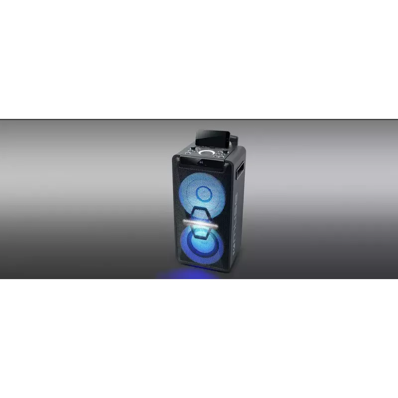 Muse M-1920DJ coluna portátil party box, 300 W, Bluetooth, NFC, CD/MP3, USB, AUX de 3,5 mm, microfone, preto