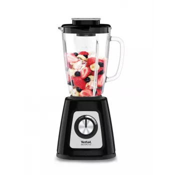 Batedeira de mesa Tefal BL4358 – 800 W, jarro de vidro de 1,25 l, trituração de gelo, preto/aço inoxidável escovado