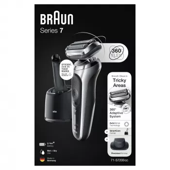 Aparador de barba Braun Series 7 71-S7200c preto prateado ião de lítio 50 min