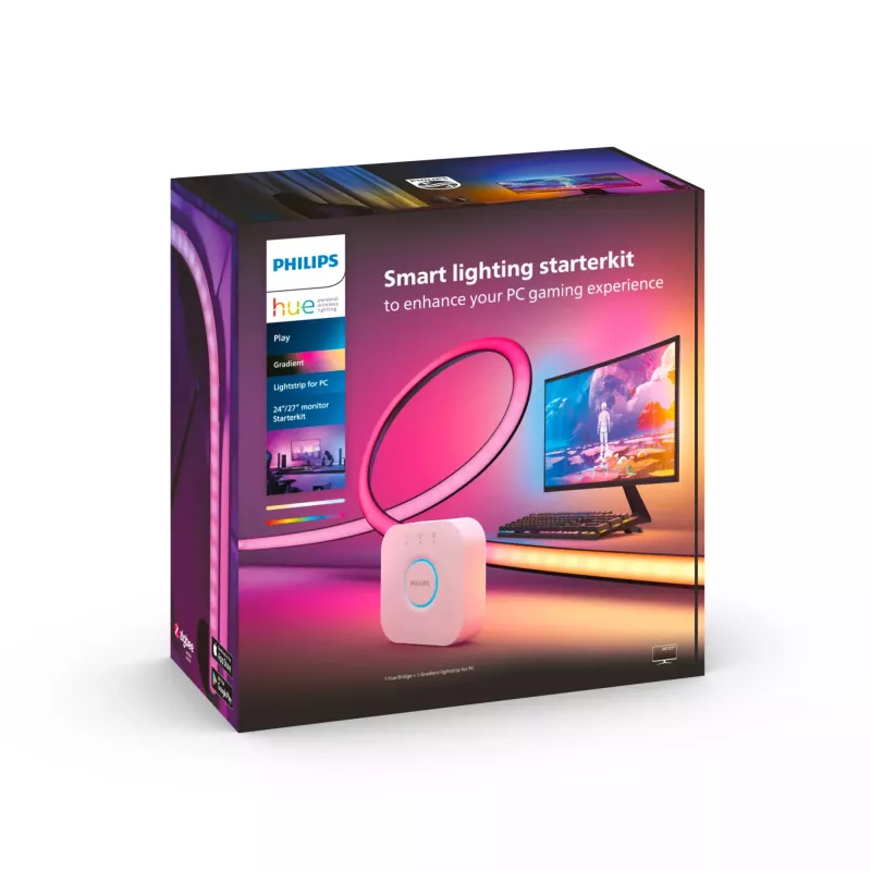 Kit de iluminação inteligente Philips Hue Play Gradient Lightstrip para PC