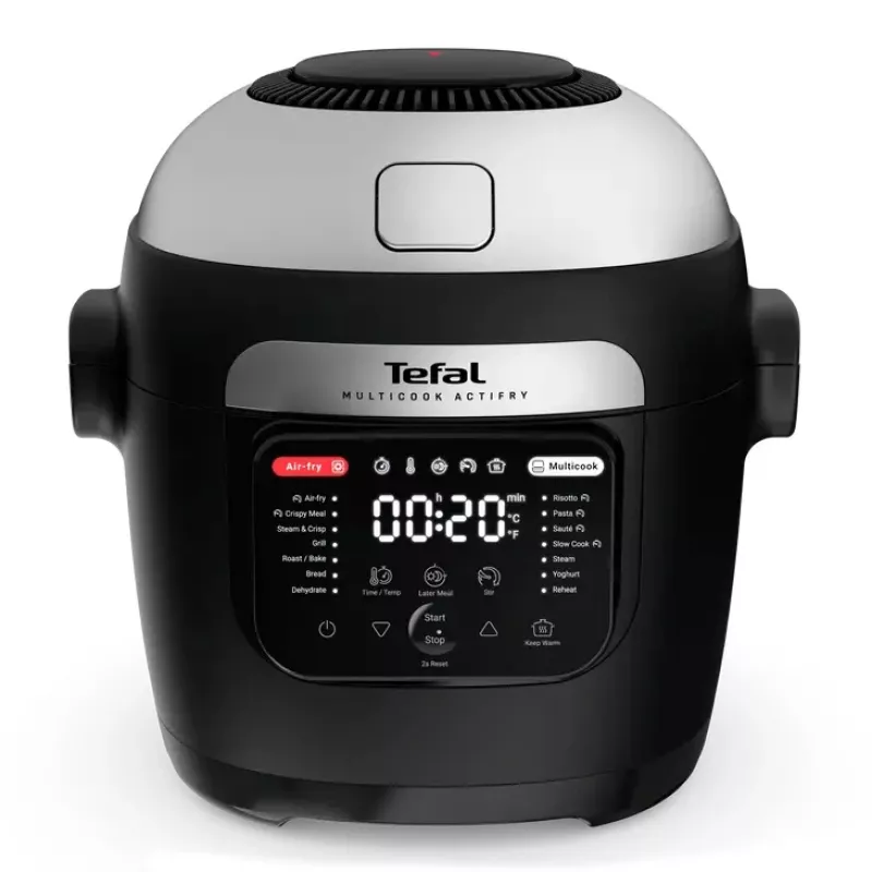 Panela elétrica multifunções Tefal Multicook Actifry MY741CF0, 6 L, 1334 W, aço inoxidável/preto