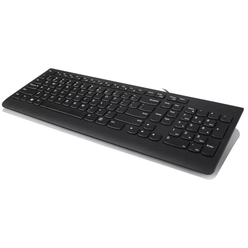 Conjunto de teclado e rato com fios Lenovo 300 – QWERTY US-Inglês tamanho completo, USB, preto, cabo de 1,8 m, rato 1600 DPI