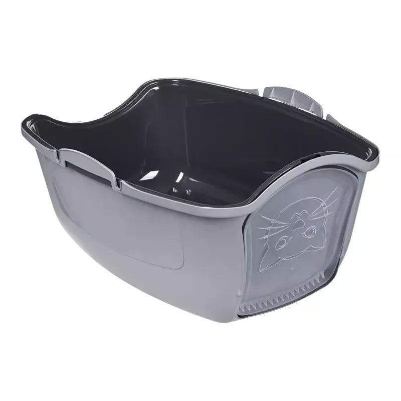 Caixa de areia para gatos DIAMENTIQ BAYA cinzento-claro/cinzento-escuro 55,5×40×38,7 cm, plástico, porta reversível