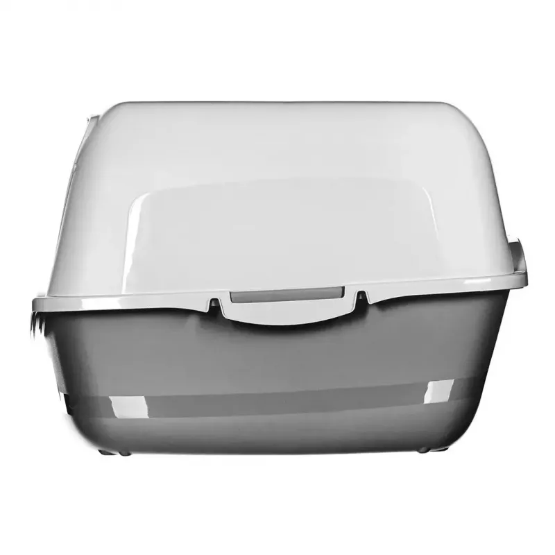 Caixa de areia para gatos DIAMENTIQ BAYA cinzento-claro/cinzento-escuro 55,5×40×38,7 cm, plástico, porta reversível