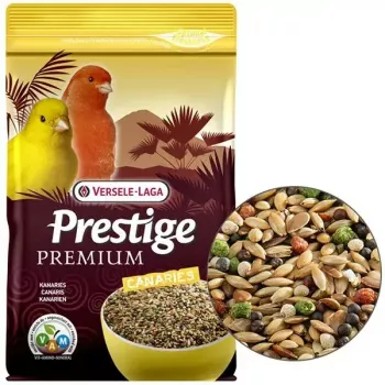 Mistura seca para canários VERSELE-LAGA Prestige Premium 800 g — 17 % proteína, 13 % gordura, 6 % fibra bruta