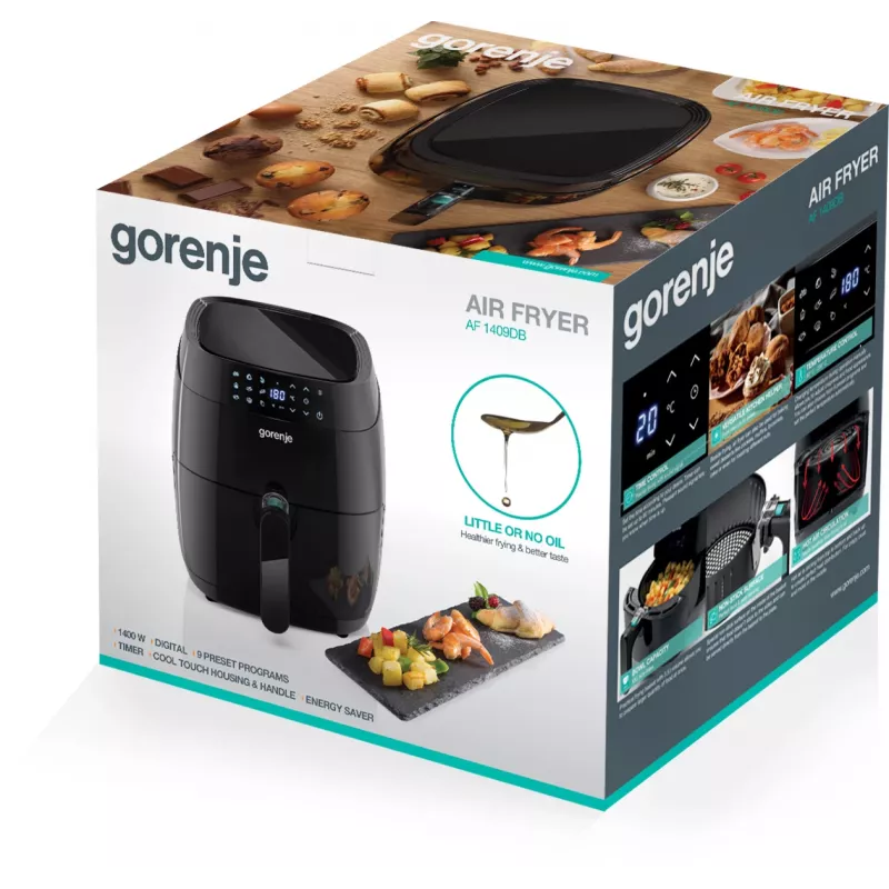 Fritadeira de ar Gorenje AF1409DB, 3,5 L, 1400 W, preta